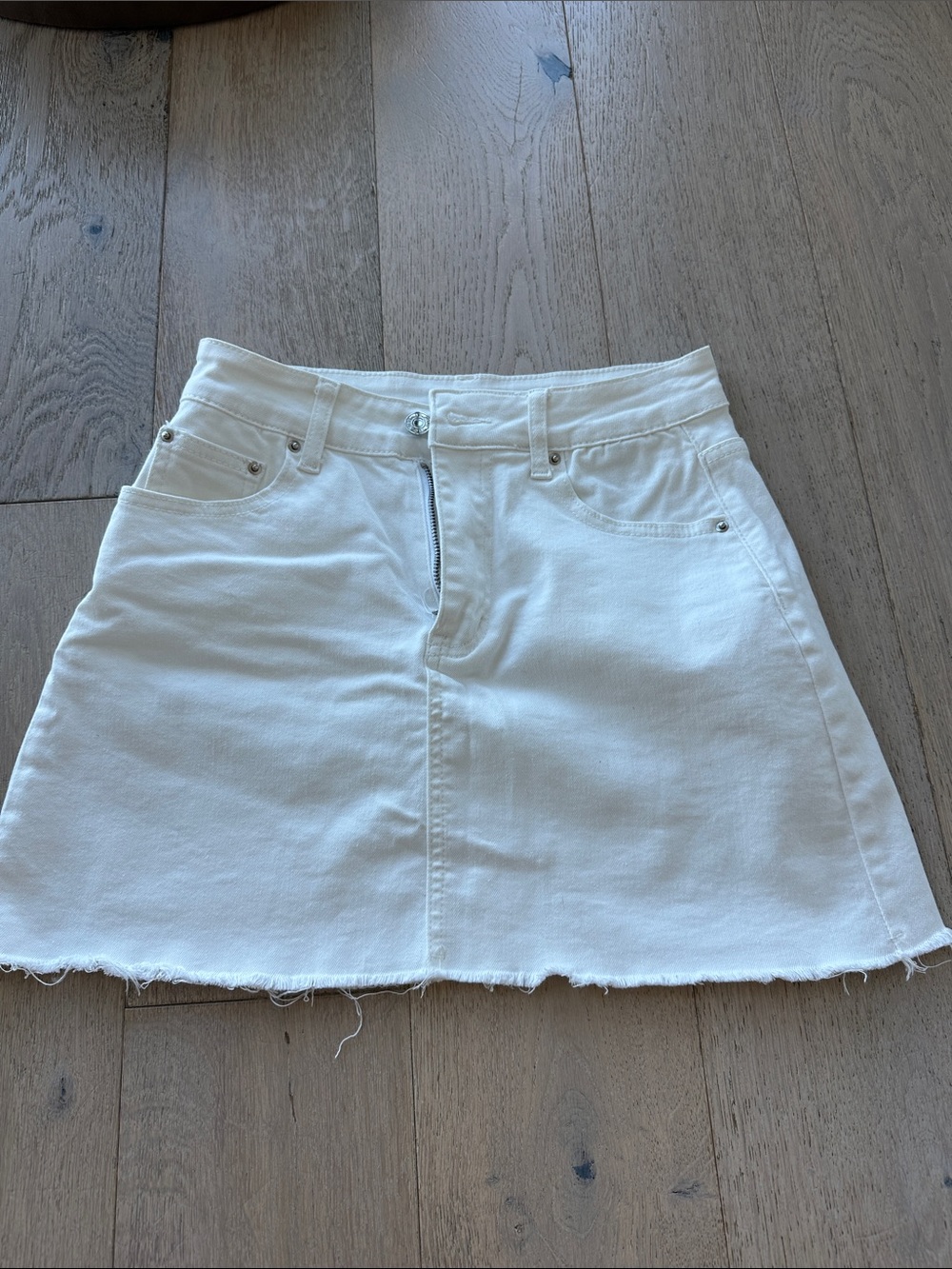 Classic White Denim A-Line Skirt